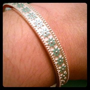Retired Tiffany & Co. Blue Enamel Daisy bangle